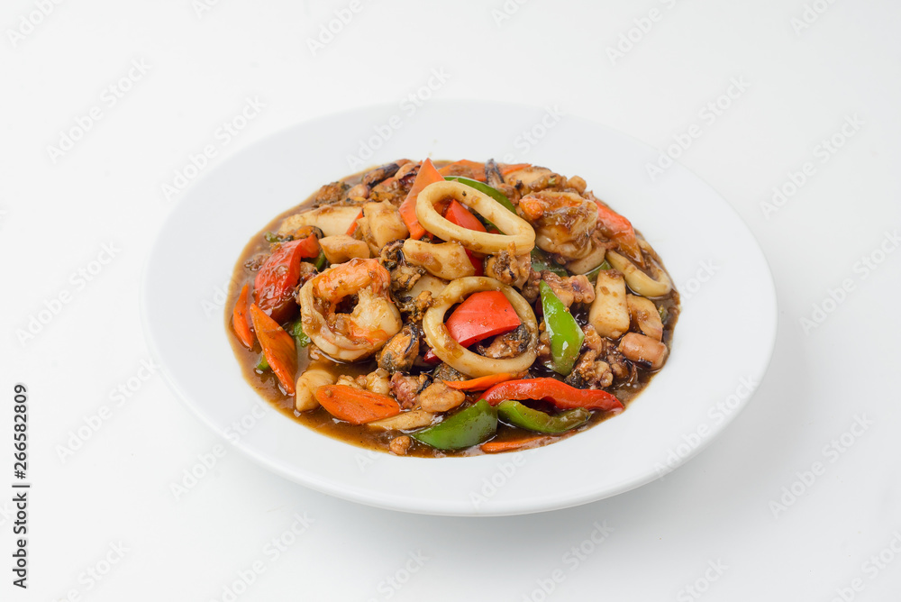 squid with meat and vegetables squid with meat and vegetables