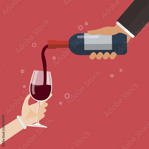 Wine pouring in wineglass