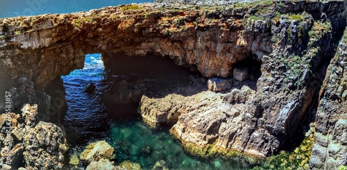 rocks and blue water