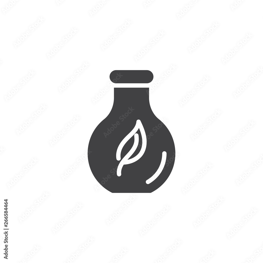 Eco Nature leaf and flask vector icon. filled flat sign for mobile concept and web design. Flask with leaf glyph icon. Symbol, logo illustration. Pixel perfect vector graphics Eco Nature leaf and flask vector icon. filled flat sign for mobile concept and web design. Flask with leaf glyph icon. Symbol, logo illustration. Pixel perfect vector graphics
