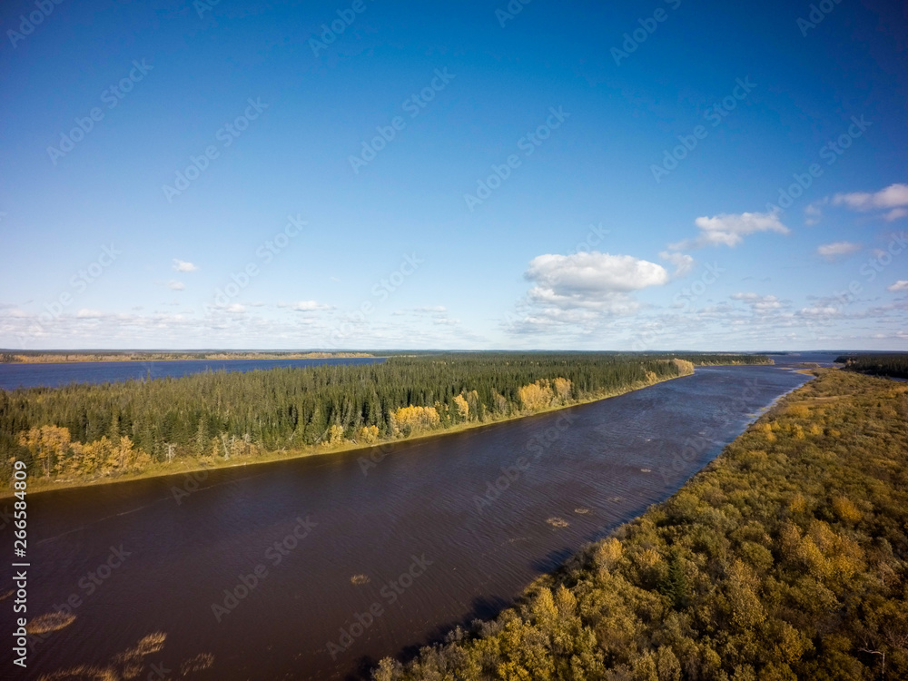 Aerial of The Eastmain River, Quebec, summer
