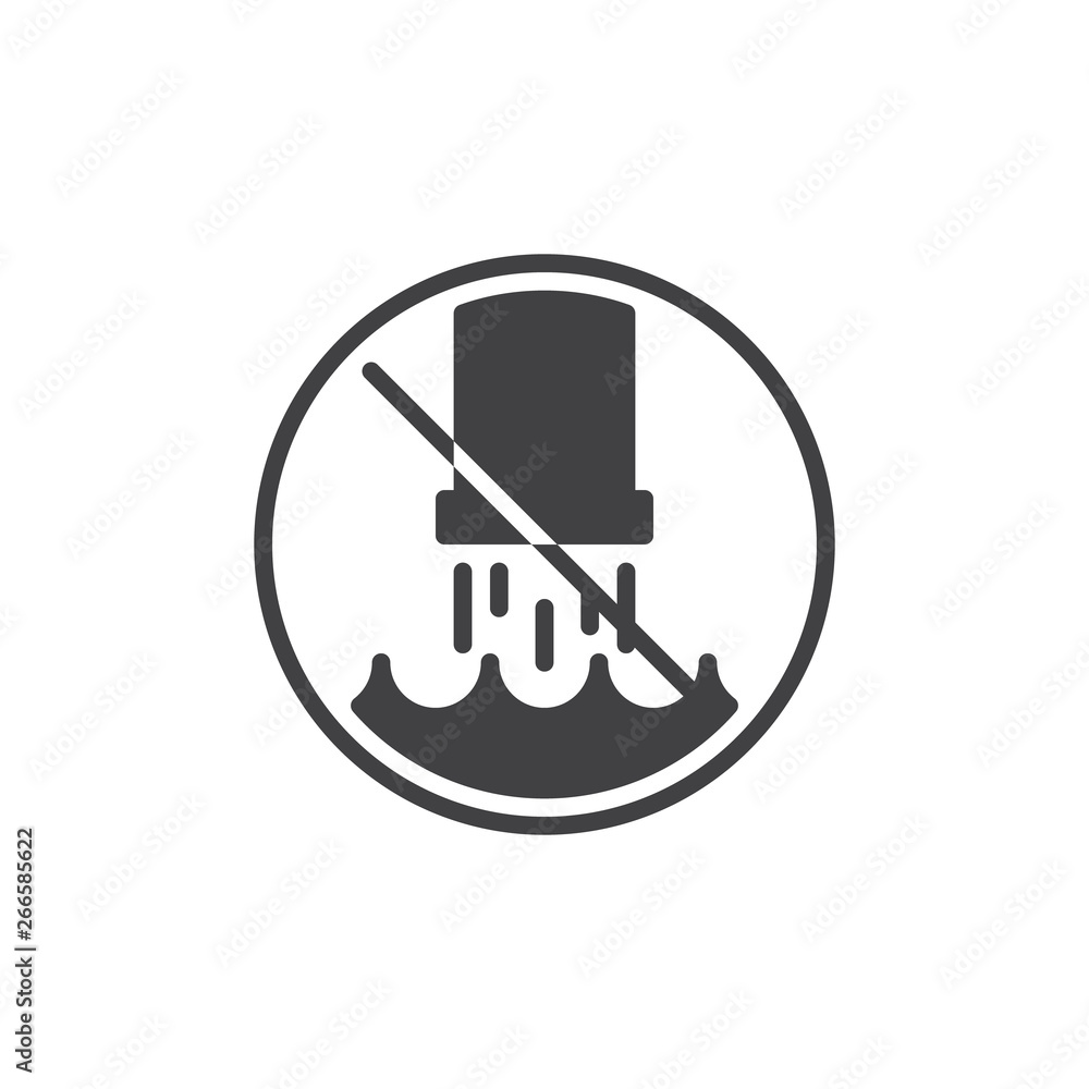 No Water pollution prohibition sign vector icon. filled flat sign for mobile concept and web design. Stop ocean pollution glyph icon. Symbol, logo illustration. Pixel perfect vector graphics No Water pollution prohibition sign vector icon. filled flat sign for mobile concept and web design. Stop ocean pollution glyph icon. Symbol, logo illustration. Pixel perfect vector graphics