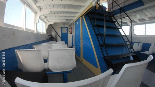 Interior of a empty moving ferry