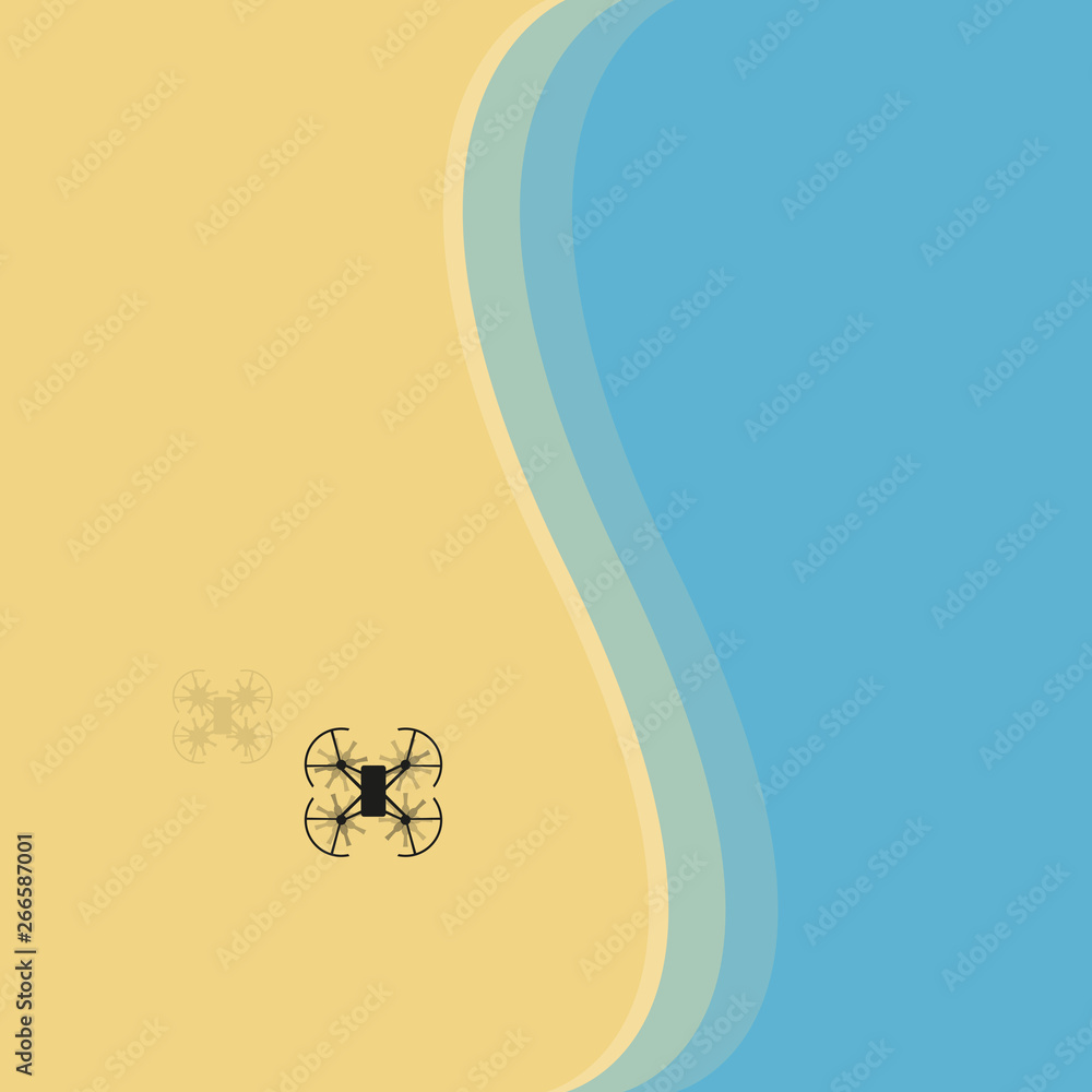 Naklejka premium Minimalistic beach with drone top view