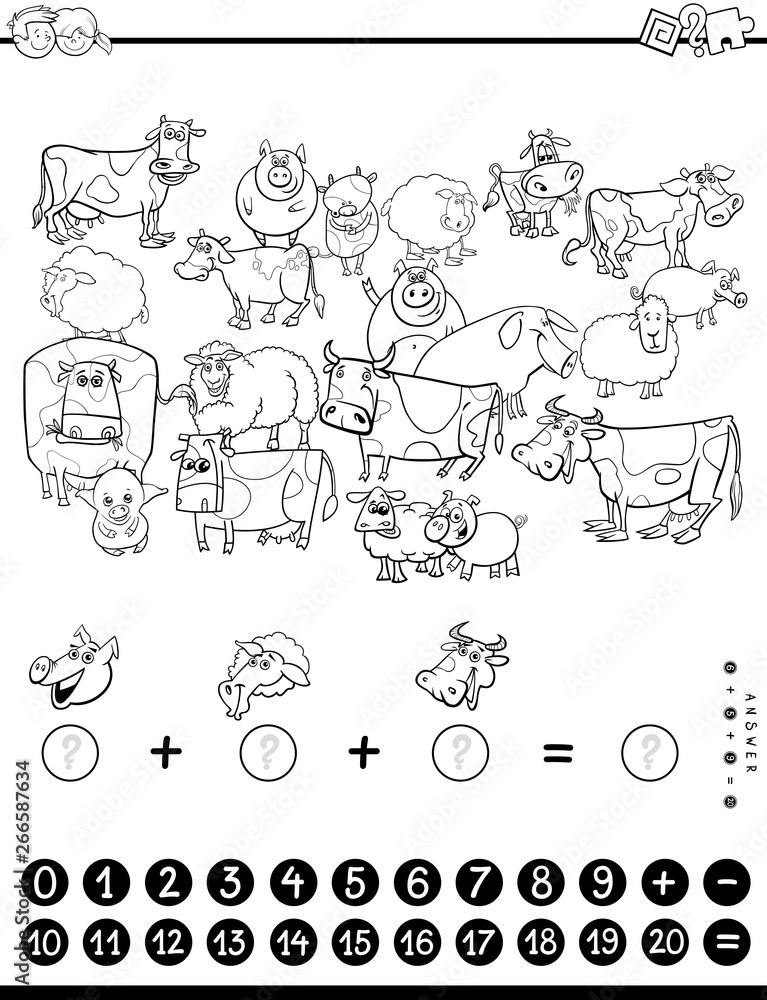 counting and adding game coloring book