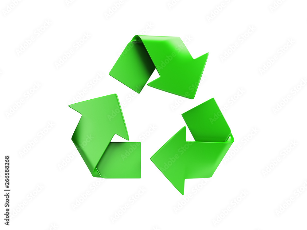 Obraz premium volumetric green recycling sign 3d render on white no shadow