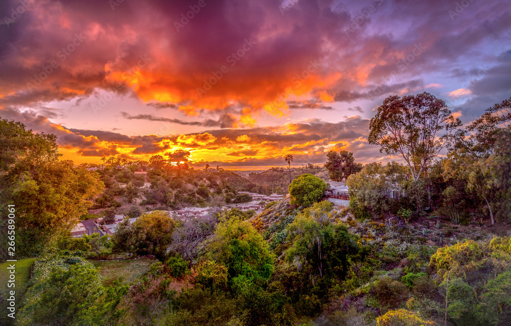 colorful sunset landscape in San Diego, California