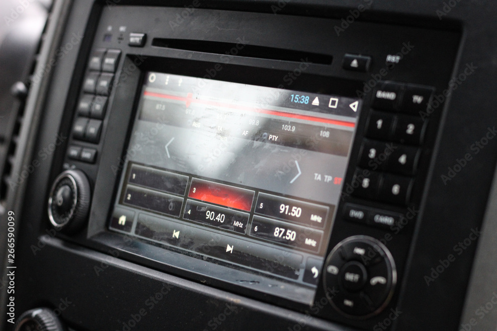 The tape recorder in the car. Music in the car and navigation. Buttons on the radio The tape recorder in the car. Music in the car and navigation. Buttons on the radio