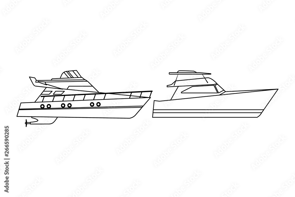 Luxury yatch fast sea travel pair black and white Luxury yatch fast sea travel pair black and white