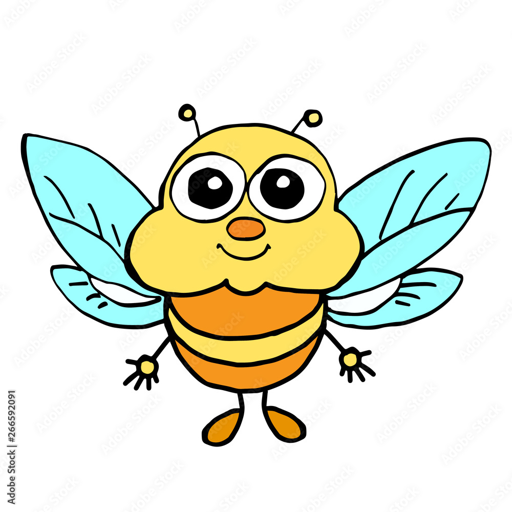 Cute bee cartoon character. Funny little bug drawing for kids. Stock Vector | Adobe Stock Cute bee cartoon character. Funny little bug drawing for kids. Stock Vector | Adobe Stock