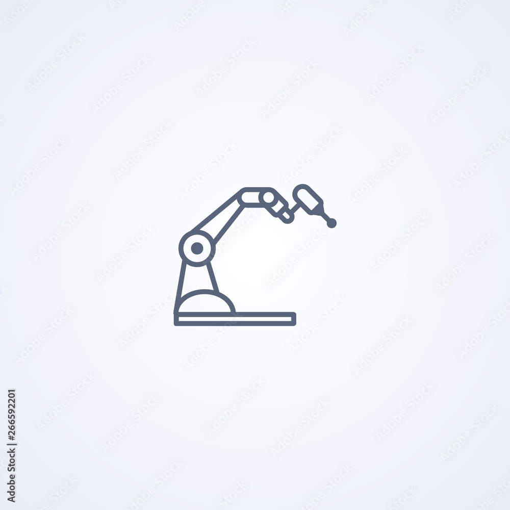 Welding robotic arm, vector best gray line icon Welding robotic arm, vector best gray line icon