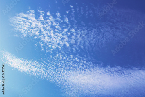 Beautiful thin cirrus clouds. Close-up. Background. Landscape.