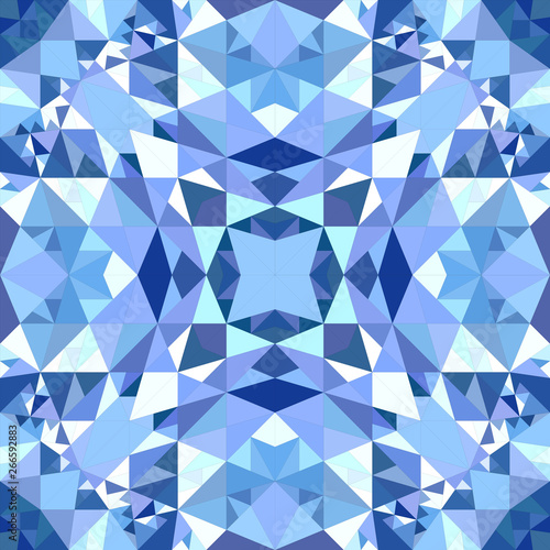 Blue abstract repeating triangle mosaic kaleidoscope wallpaper pattern - ethnic vector background graphic