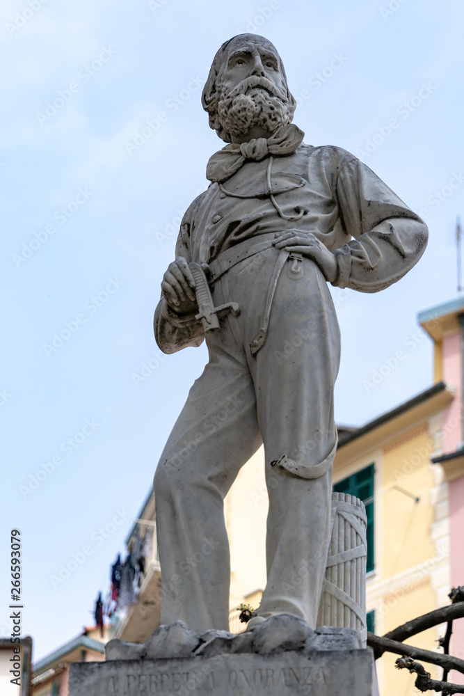 LA SPEZIA, LIGURIA/ITALY  - APRIL 22 : Monument to Garibaldi in Monterosso Liguria Italy on April 22, 2019