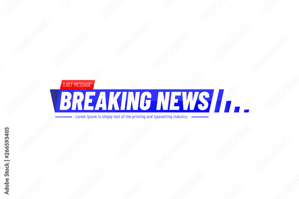 Fototapeta premium Breaking News template title on white background for screen TV channel. Flat vector illustration EPS10