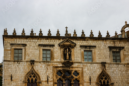 Detail of majestic cathedral in old town Dubrovnik, famous historic and touristic destination in Europe.