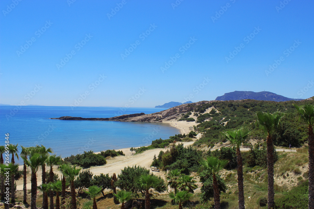 View of Paradise Beach, Kos island, Greece