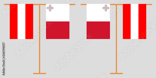 Austria and Malta. The Austrian and Maltese vertical flags. Official colors. Correct proportion. Vector