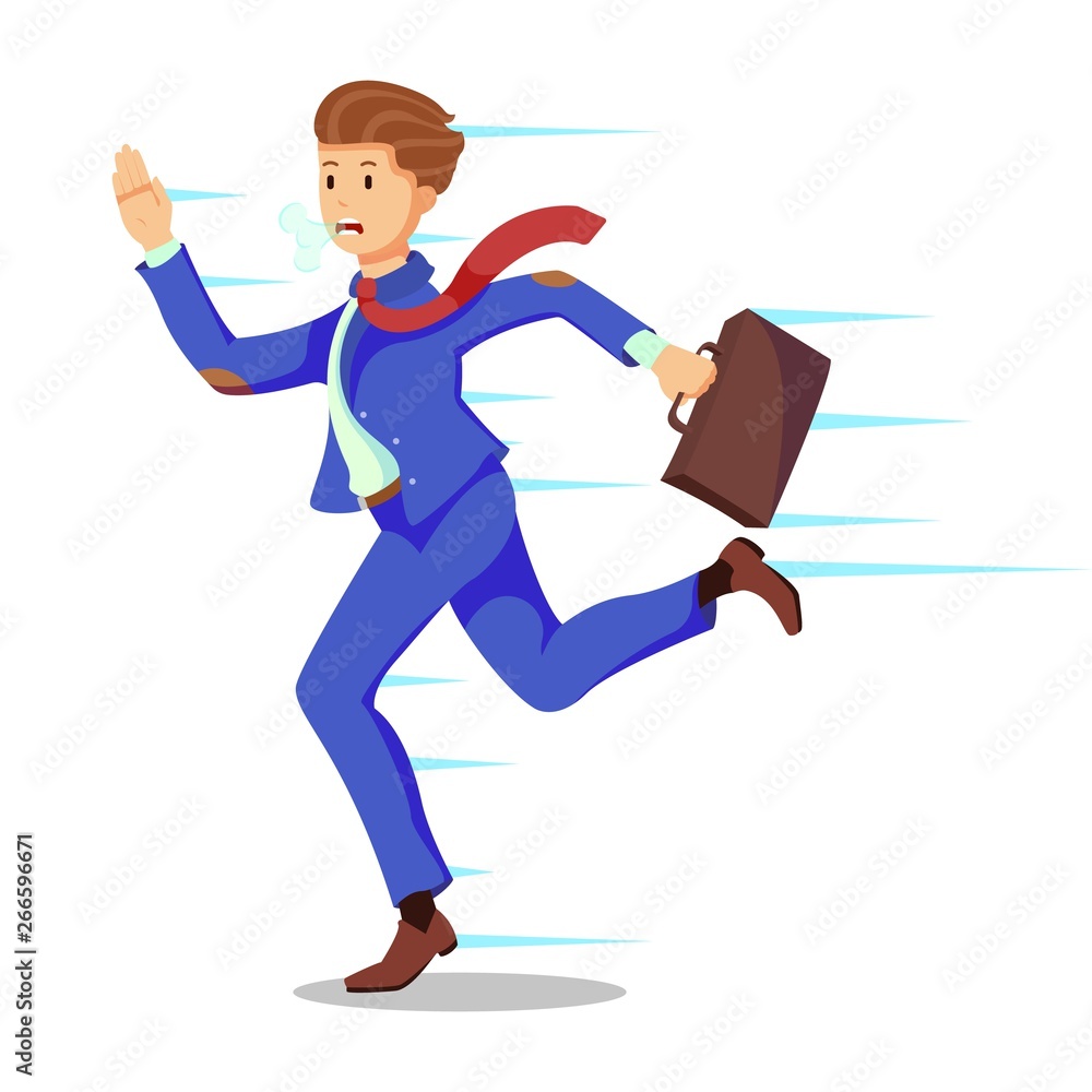 Employee late for work, rush to work. Employee late for work, rush to work.