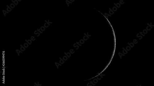 Crescent moon surface seen form satellite. Nasa Public Domain Imagery