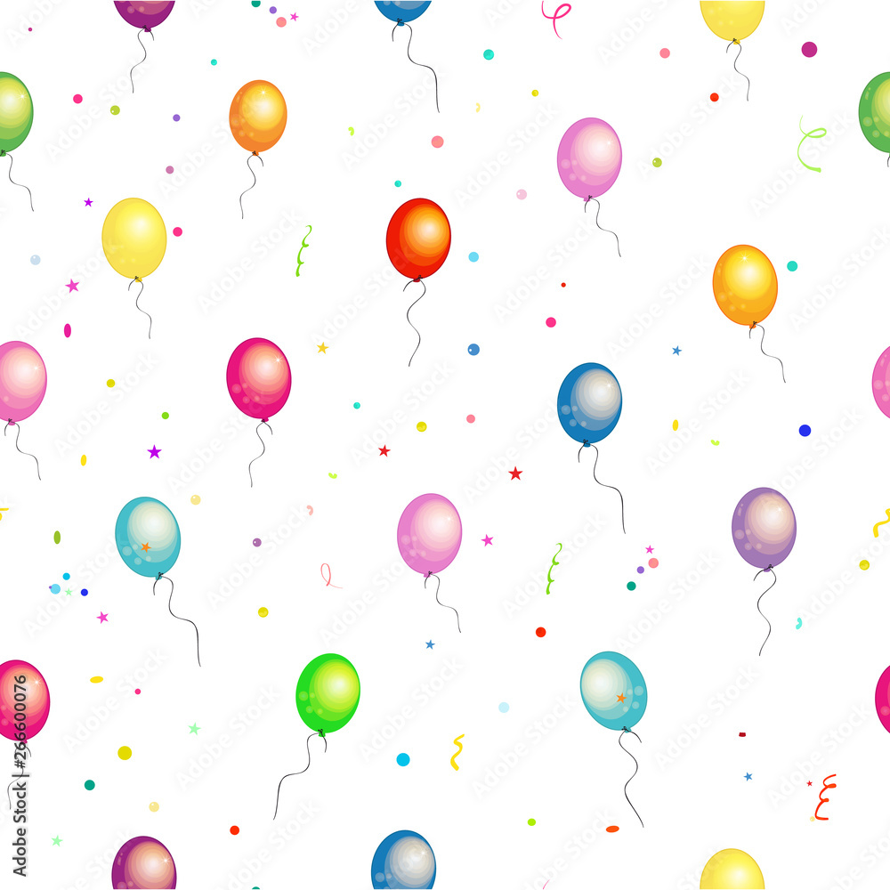 Colorful glossy balloons seamless pattern
