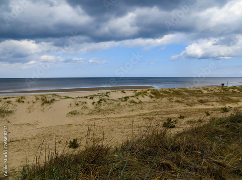 Beautiful view of the Gulf of Riga in early spring  in anticipation of thunderstorms.