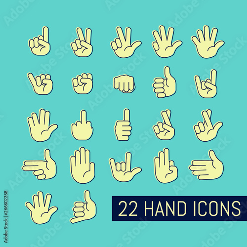 Hand gesture icons set. Vector illustration.