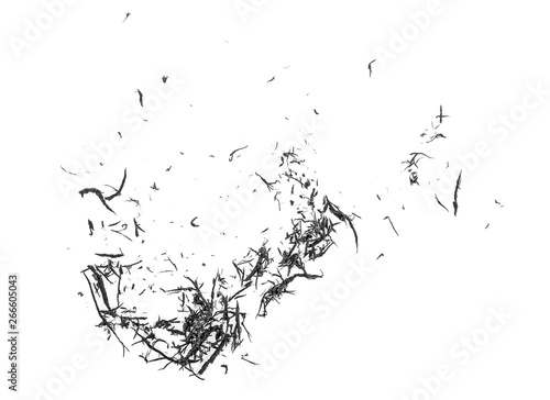 Black eraser scrap on a white background, top view. photo