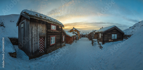 Amazing mining town in winter look. photo