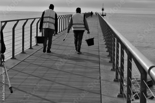 full maintenance of the pont del petroli in badalona I get off the bridge photo