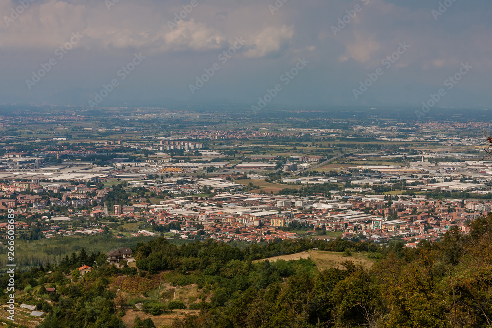 A panoramic view of the Turin suburbs from the Superga Hill