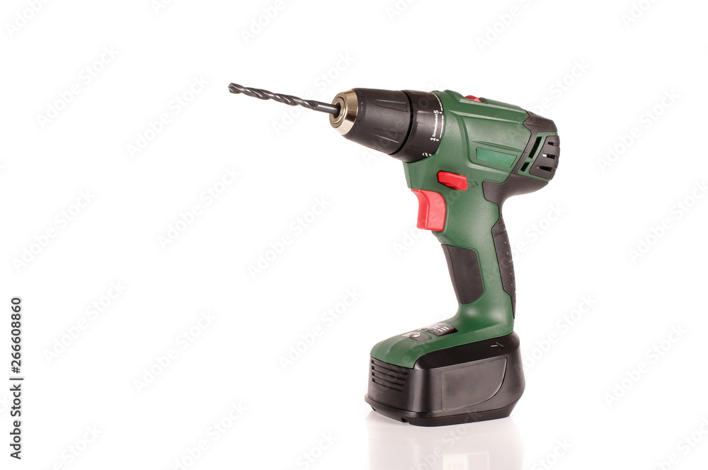 Cordless drill driver isolated on the white background