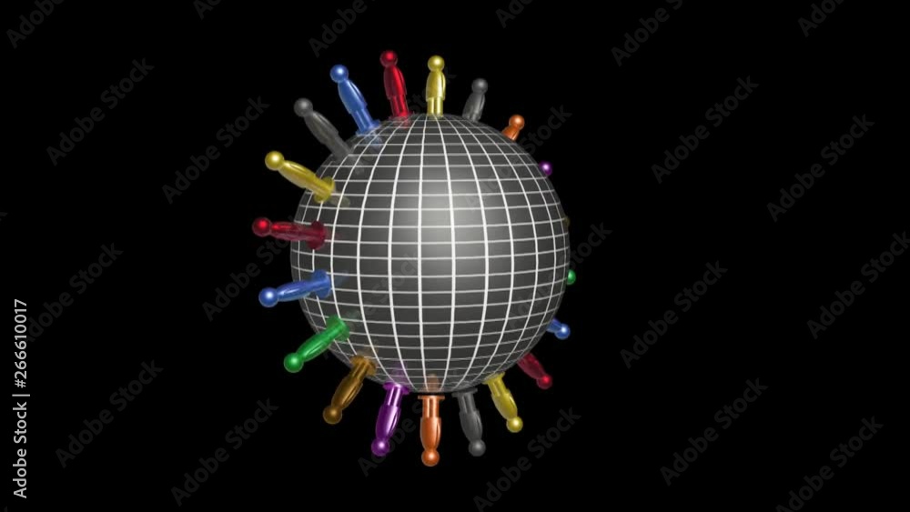 Rotating globe and peoples on the black background. Rotating globe and peoples on the black background.