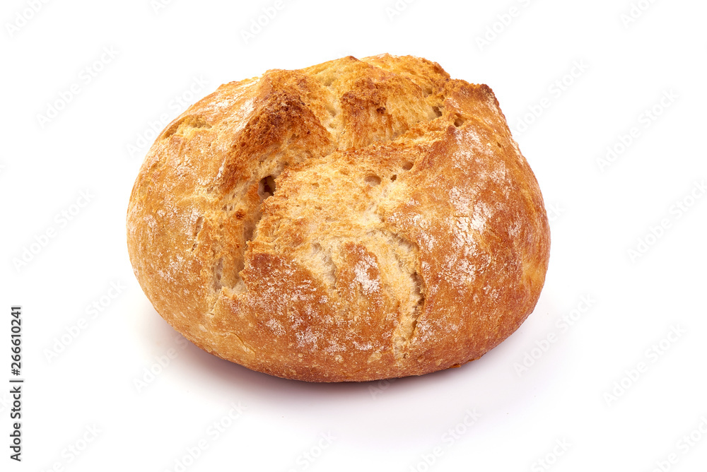 Freshly baked traditional bread, Healthy nutrition, close-up, isolated on white background Freshly baked traditional bread, Healthy nutrition, close-up, isolated on white background