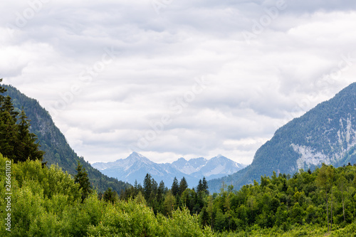 Landscape with Alps in cloudy day