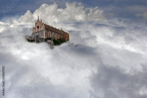 cathedral of san francesco in the clouds. photo