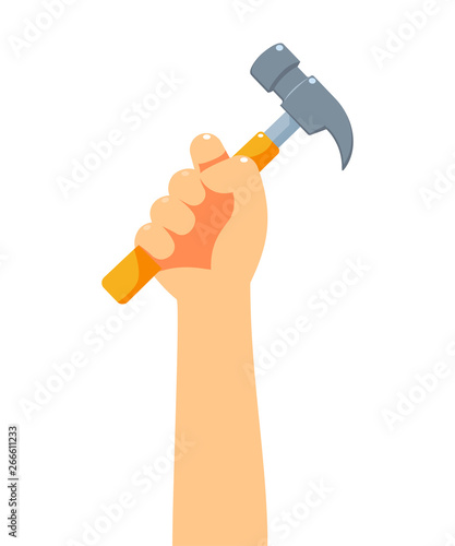 Holding the Hammer. Isolated Vector Illustration