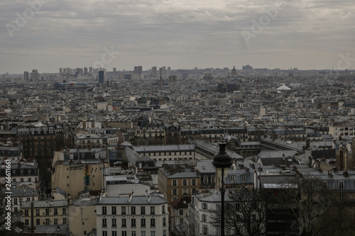 Paris view on a grey day from the top