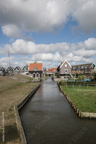 Little town with canals from Holland in the day