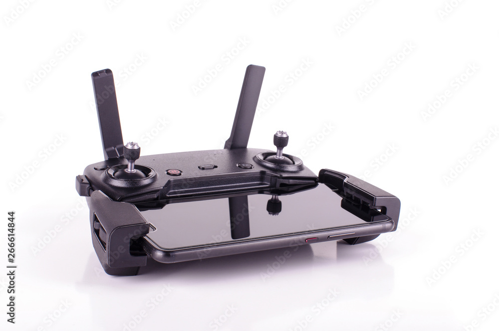 RC remote controller for drones isolated on the white background RC remote controller for drones isolated on the white background