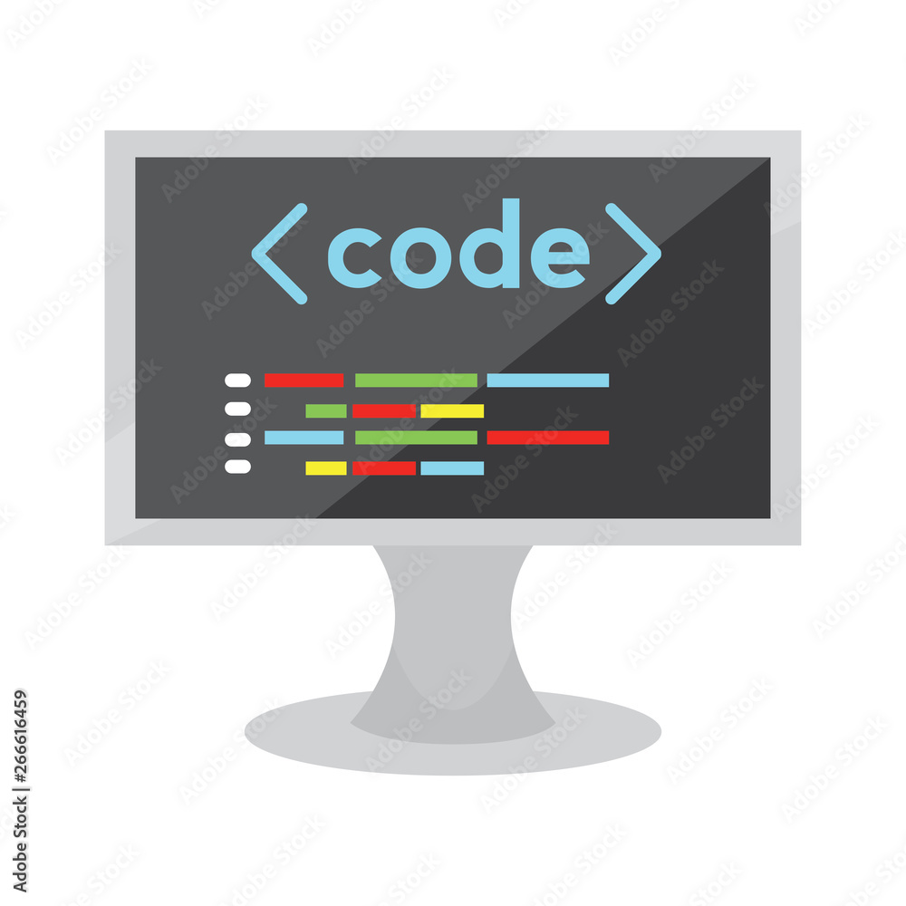 Programming code on a monitor screen - Vector Programming code on a monitor screen - Vector