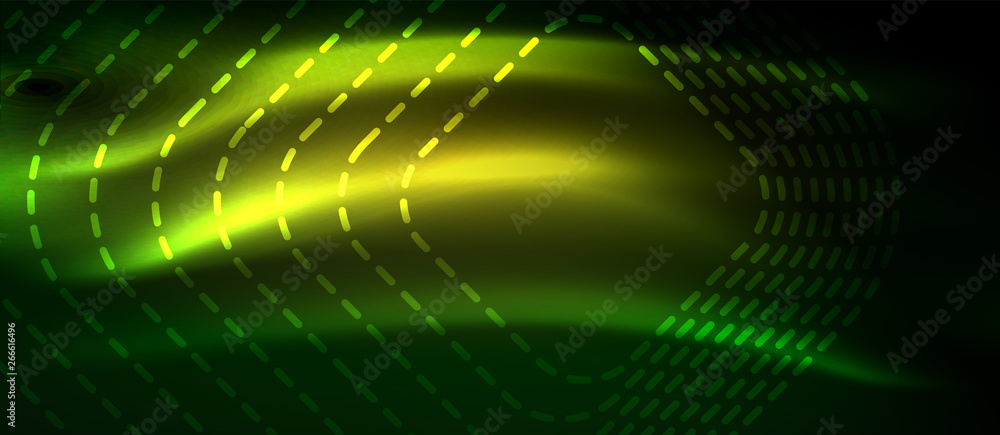 Dark background with neon glowing elements, shiny motion concept Dark background with neon glowing elements, shiny motion concept