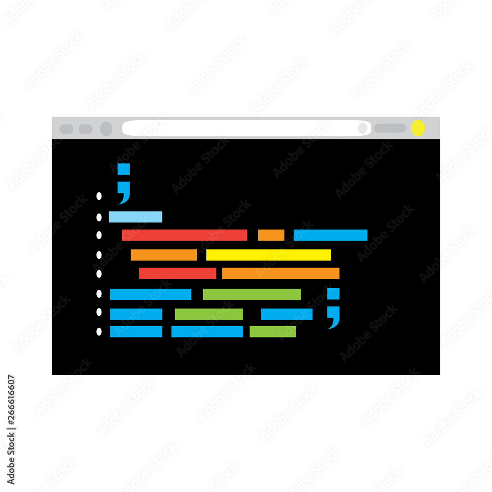 Programming code on a browser window - Vector Programming code on a browser window - Vector