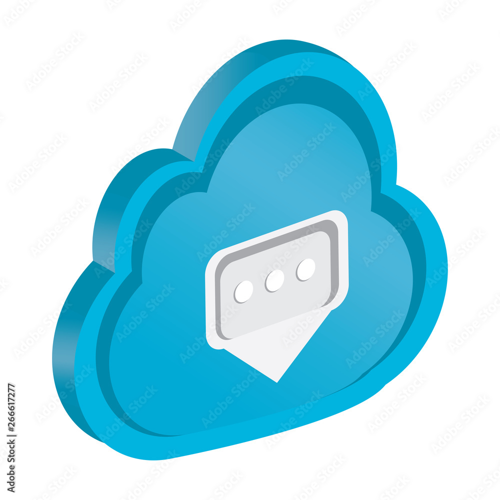 3d cloud computing icon with a received message - Vector 3d cloud computing icon with a received message - Vector