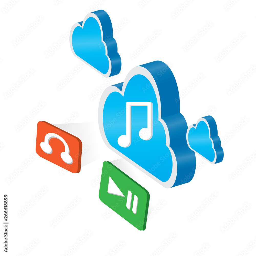 3d cloud computing icon with buttons - Vector 3d cloud computing icon with buttons - Vector