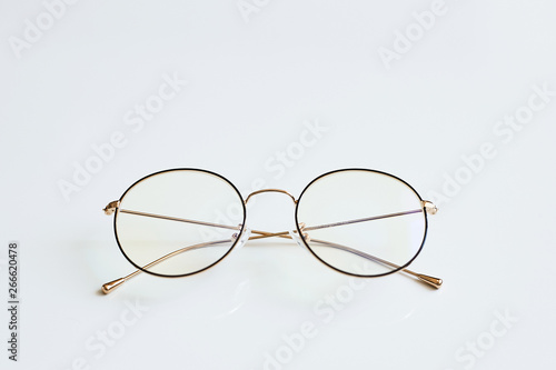 Stylish fashionable unisex eyewear isolated on white background