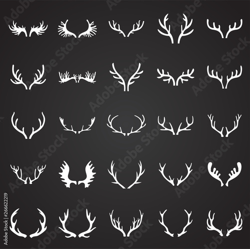 Animal Horns icons set on black background for graphic and web design. Simple vector sign. Internet concept symbol for website button or mobile app.