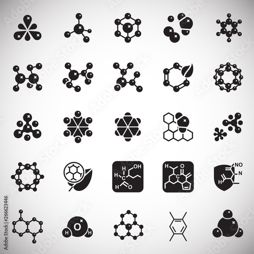 Molecula icons set on white background for graphic and web design. Simple vector sign. Internet concept symbol for website button or mobile app.