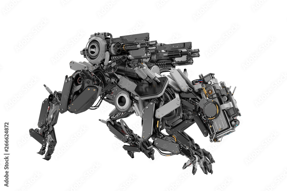 Steel robotic dog-like creature, 3d rendering Steel robotic dog-like creature, 3d rendering