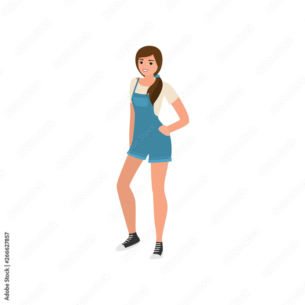 Cute young student girl in blue jeans clothes Cute young student girl in blue jeans clothes